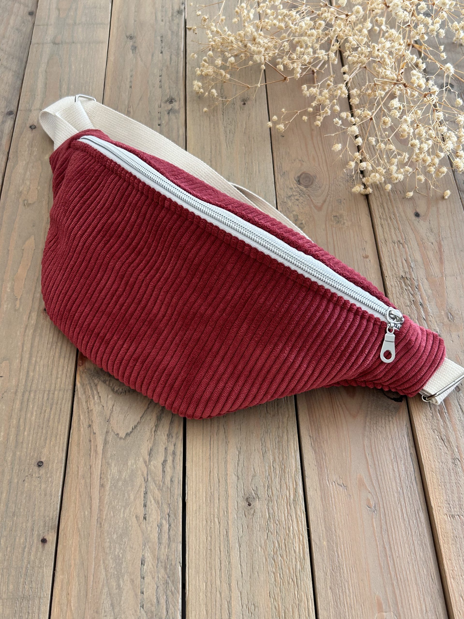 Sac banane - Velour Framboise