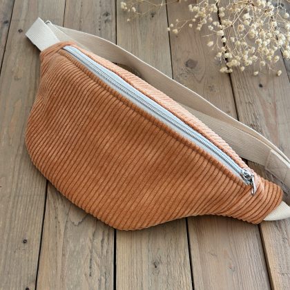 Sac banane - Velour Pêche